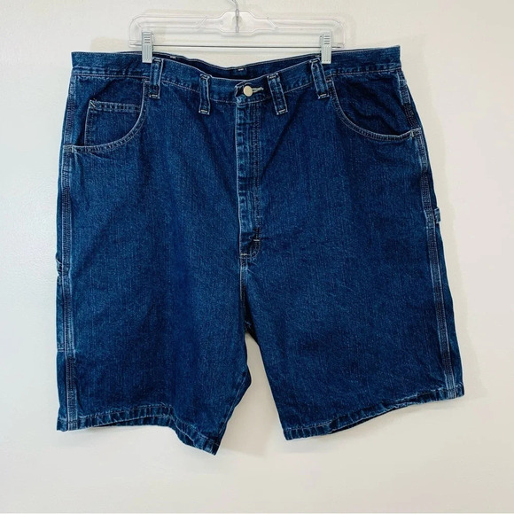 Wrangler Carpenter Shorts Men  46  Blue 100% Cotton Inseam 9"‎ Casual Work Y2K - Picture 1 of 7